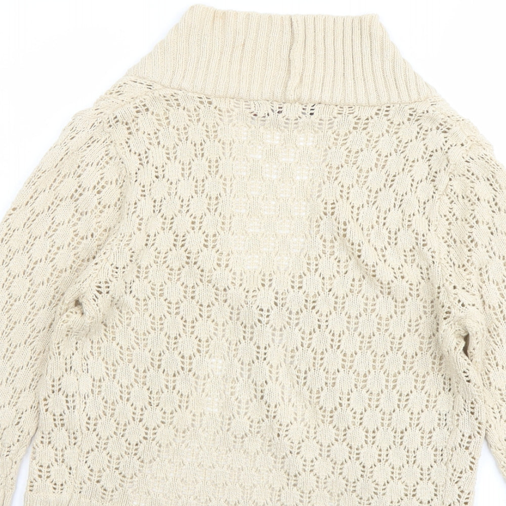 G&H Womens Beige V-Neck Acrylic Cardigan Jumper Size L - Size L-XL