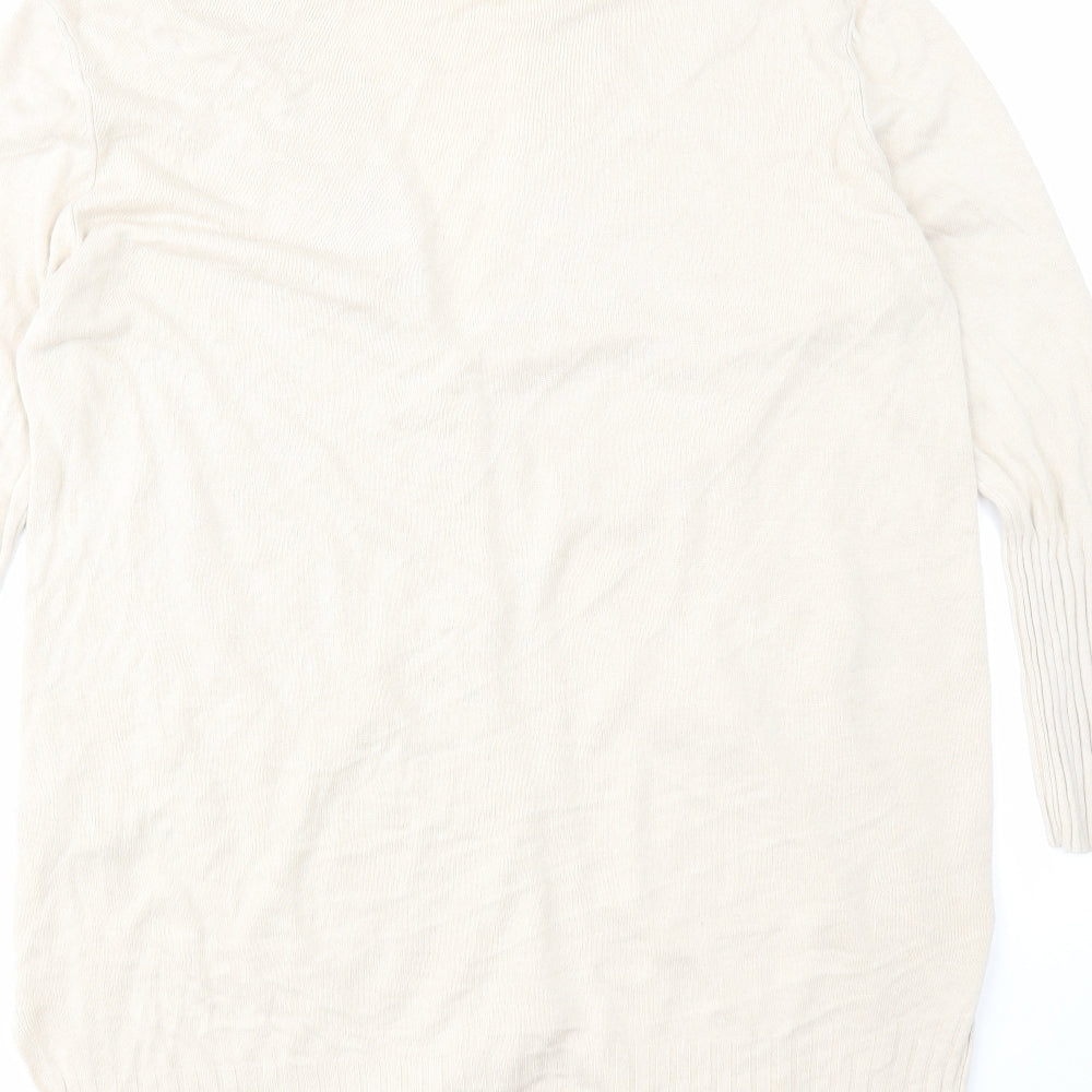 Marks & Spencer Womens Beige V-Neck Linen Cardigan Jumper Size L