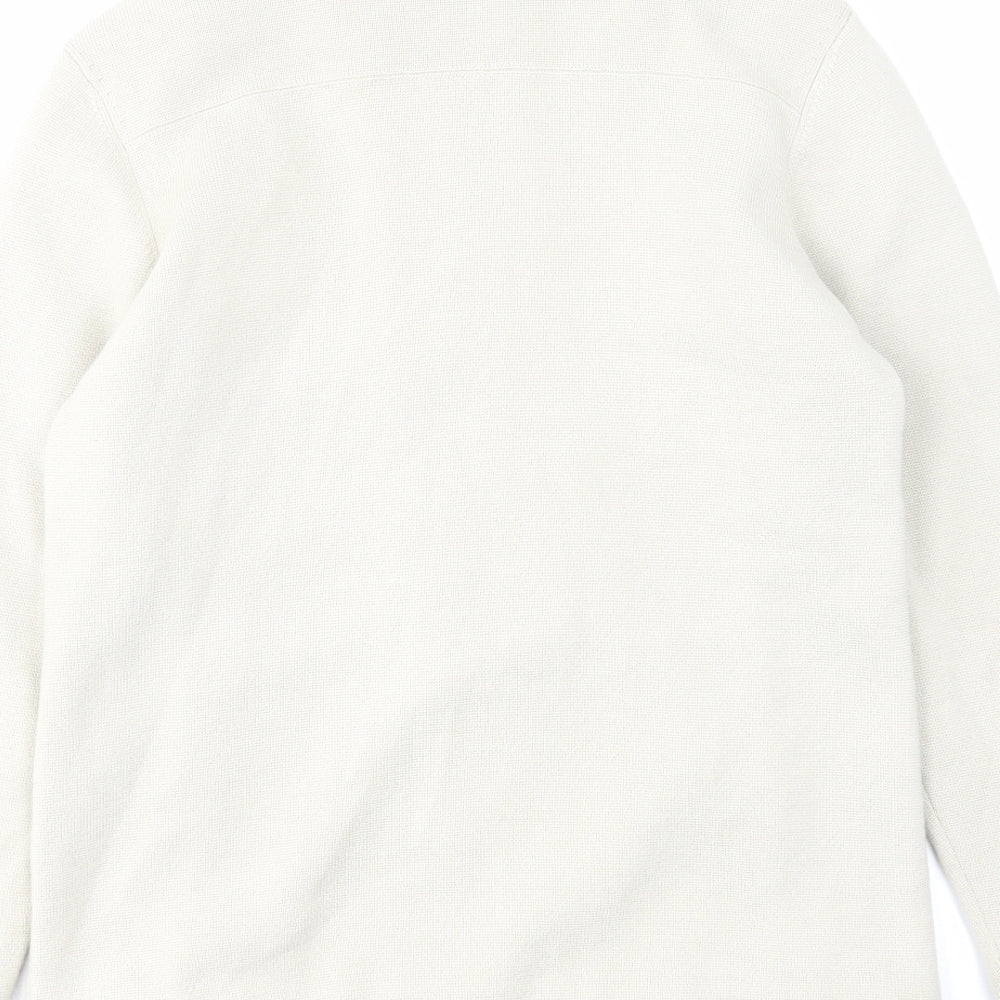 Marks & Spencer Womens Beige High Neck Acrylic Full Zip Jumper Size 14