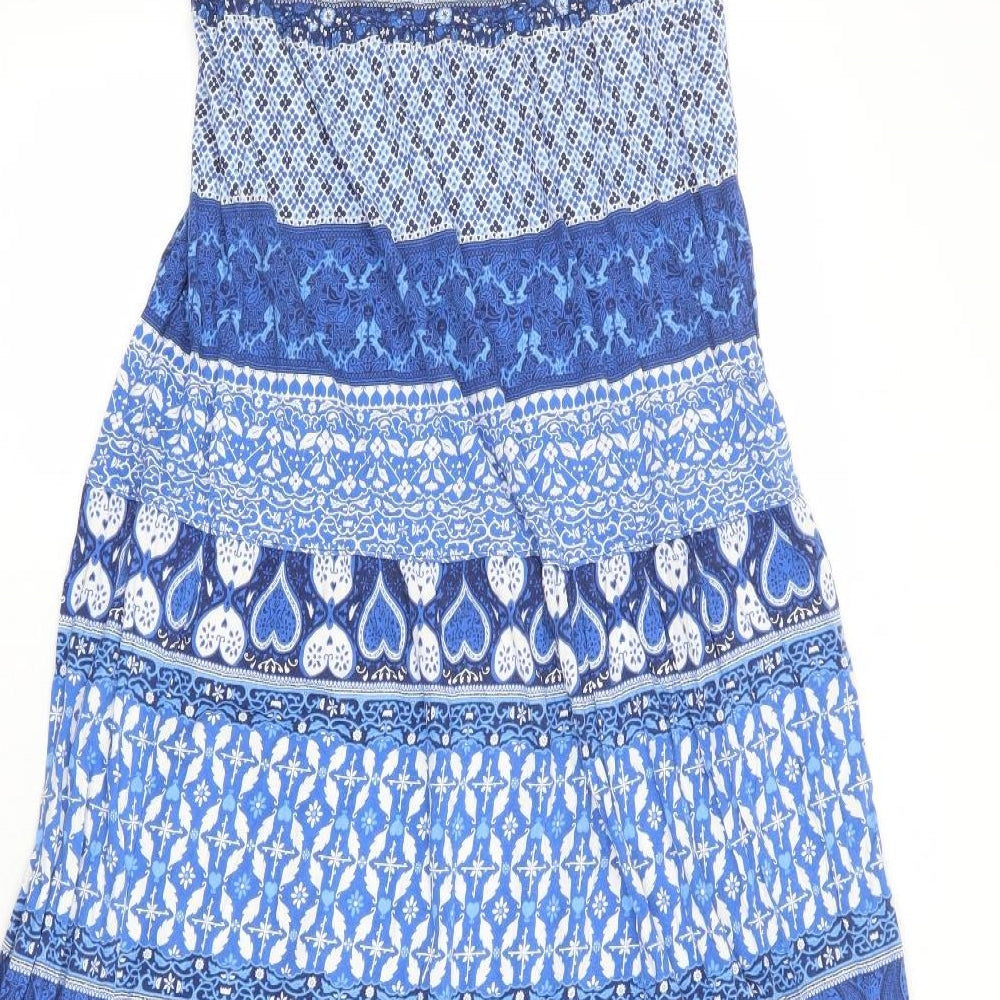 Divided by H&M Womens Blue Geometric 100% Cotton A-Line Size 10 Round Neck Pullover