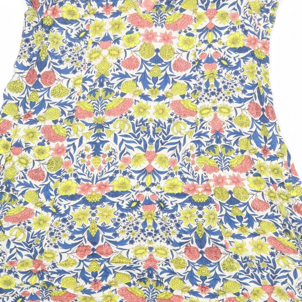 H&M Womens Multicoloured Geometric Viscose A-Line Size 12 Round Neck Tie