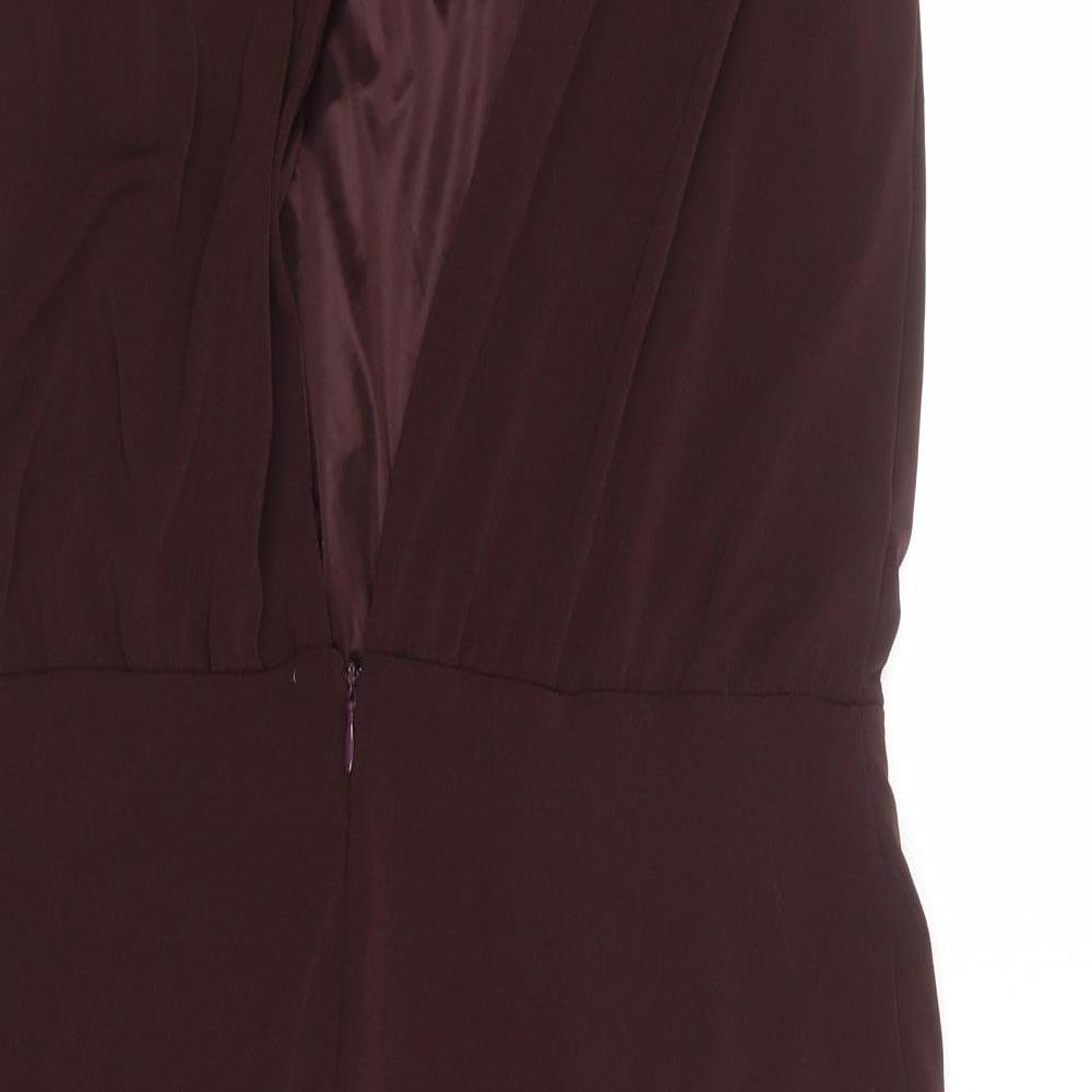 Mango Womens Red Polyester Shift Size L Round Neck Zip - Open Back
