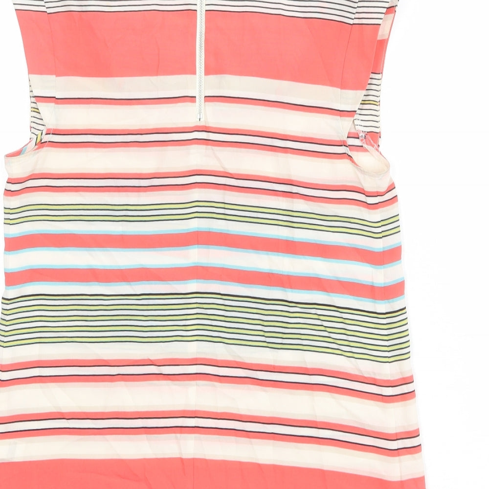 Oasis Womens Multicoloured Striped Polyester Basic Blouse Size XS Boat Neck