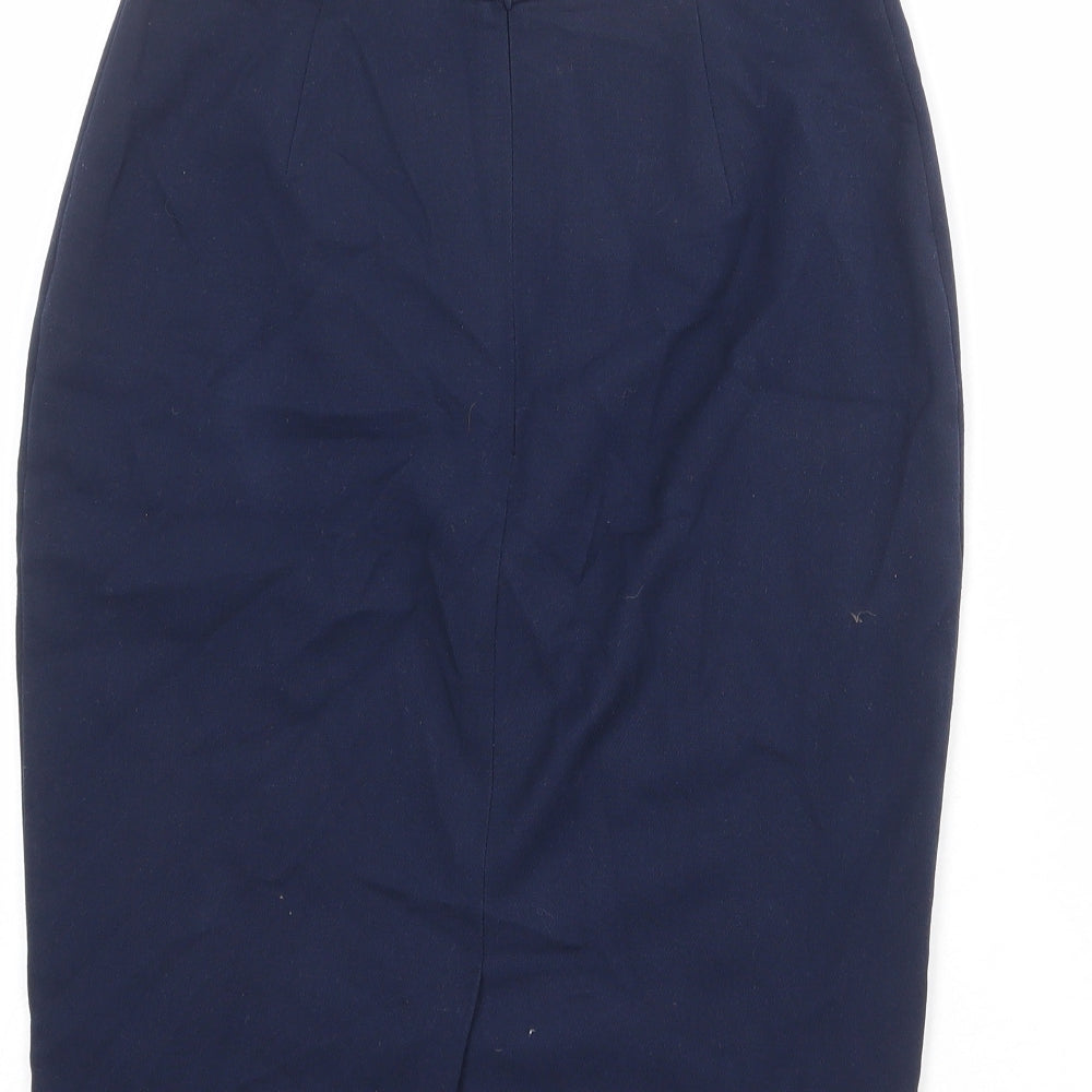 Marks & Spencer Womens Blue Polyester Straight & Pencil Skirt Size 28 in Zip