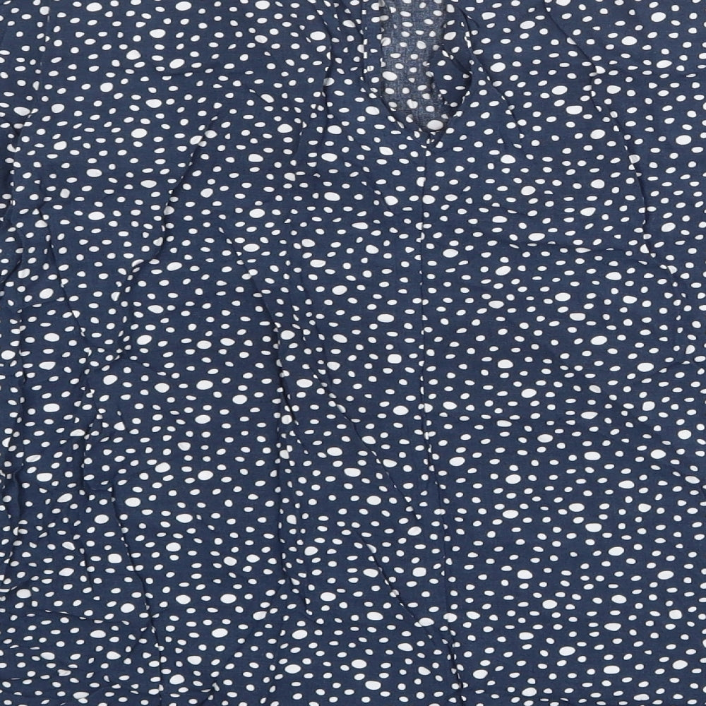 La Redoute Womens Blue Polka Dot Polyester Basic Blouse Size 12 Boat Neck