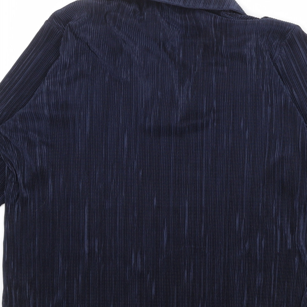 Amber Womens Blue Polyester Basic Blouse Size 22 Collared