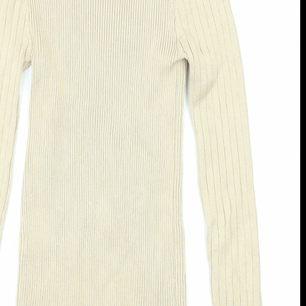 Love Tree Womens Beige Round Neck Viscose Pullover Jumper Size S
