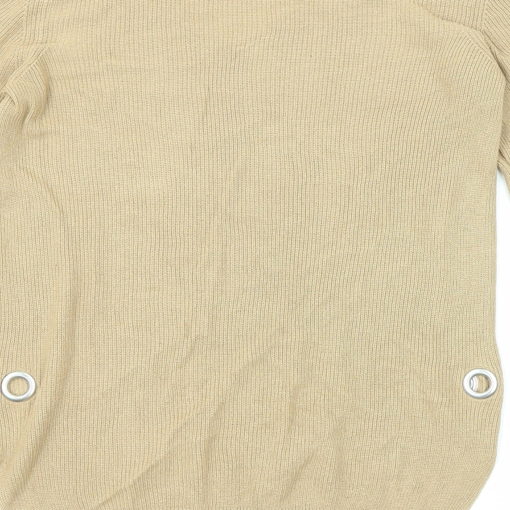 NEXT Womens Beige Round Neck Viscose Pullover Jumper Size 10