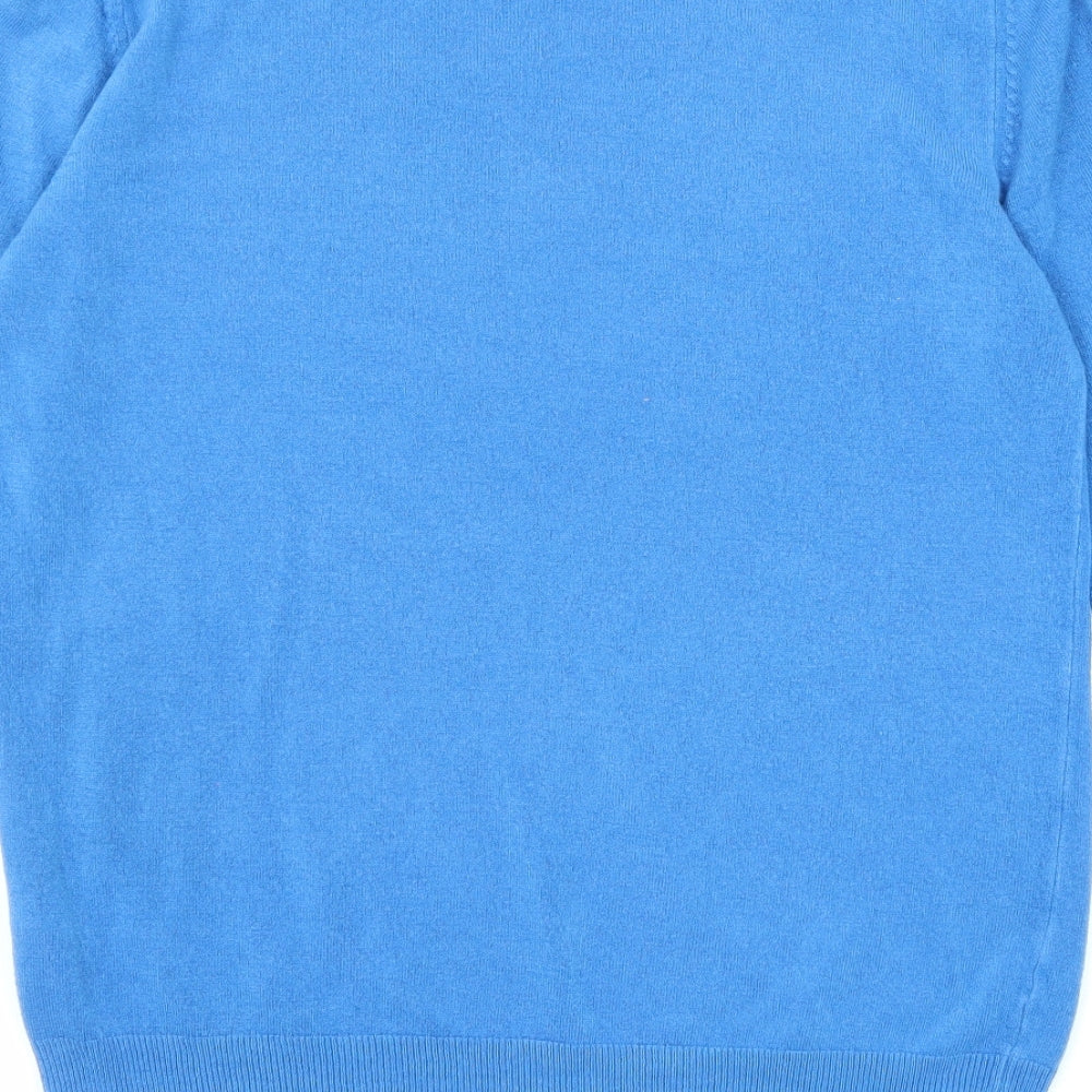 Marks & Spencer Mens Blue Round Neck Acrylic Pullover Jumper Size M Long Sleeve