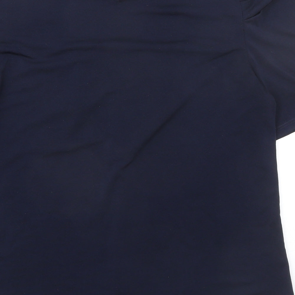 Adrianna Papell Womens Blue Polyester Basic Blouse Size S Round Neck
