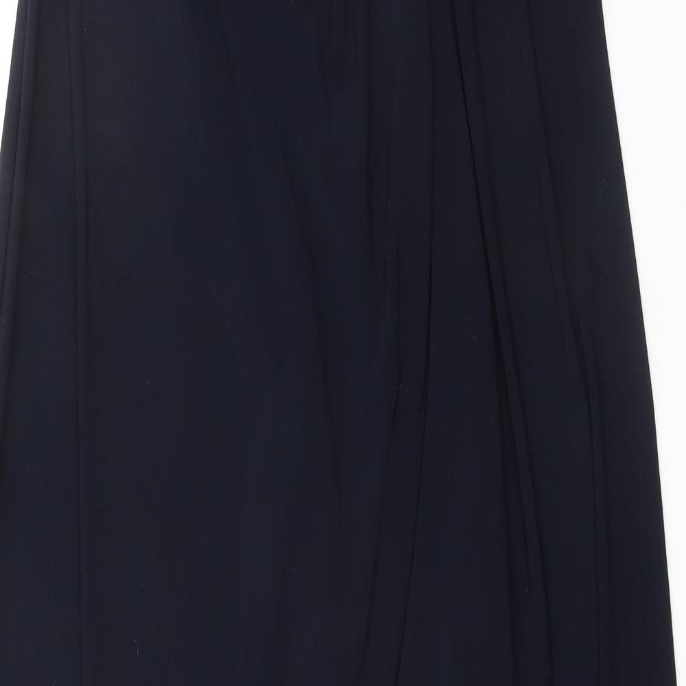 Phase Eight Womens Blue Polyester A-Line Size 10 Round Neck Button