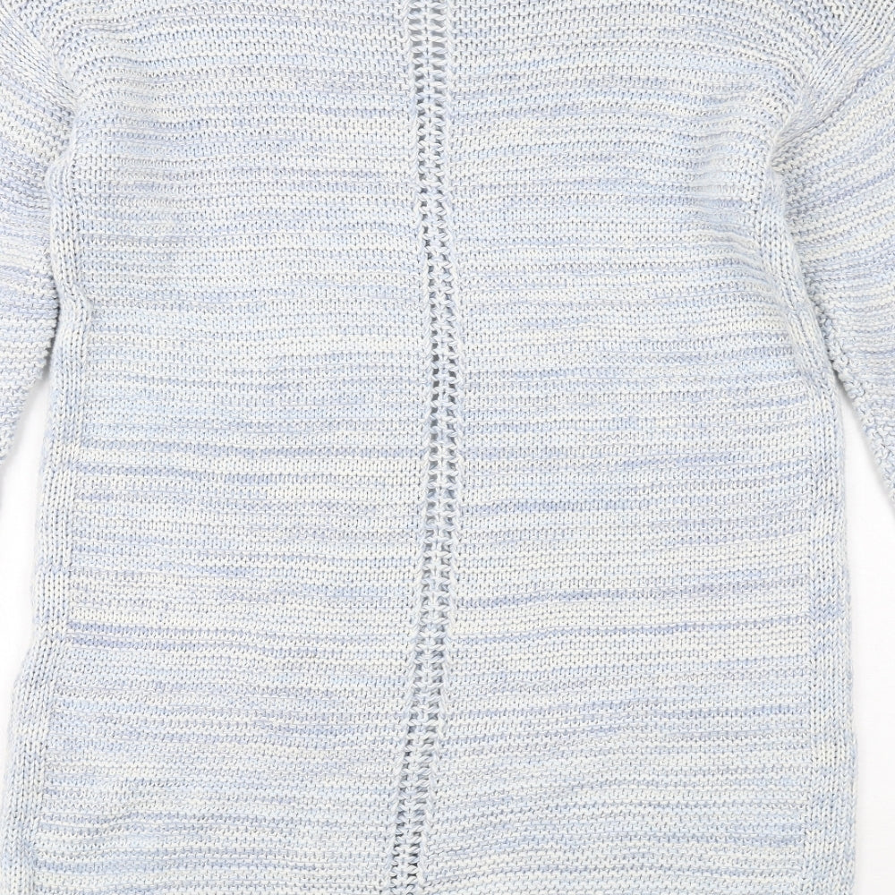 Indigo Womens Blue Cotton Jumper Dress Size 16 Round Neck Pullover