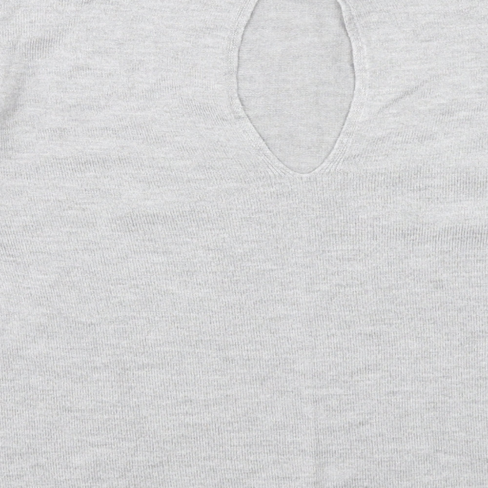 Miss Selfridge Womens Grey Round Neck Viscose Pullover Jumper Size 8