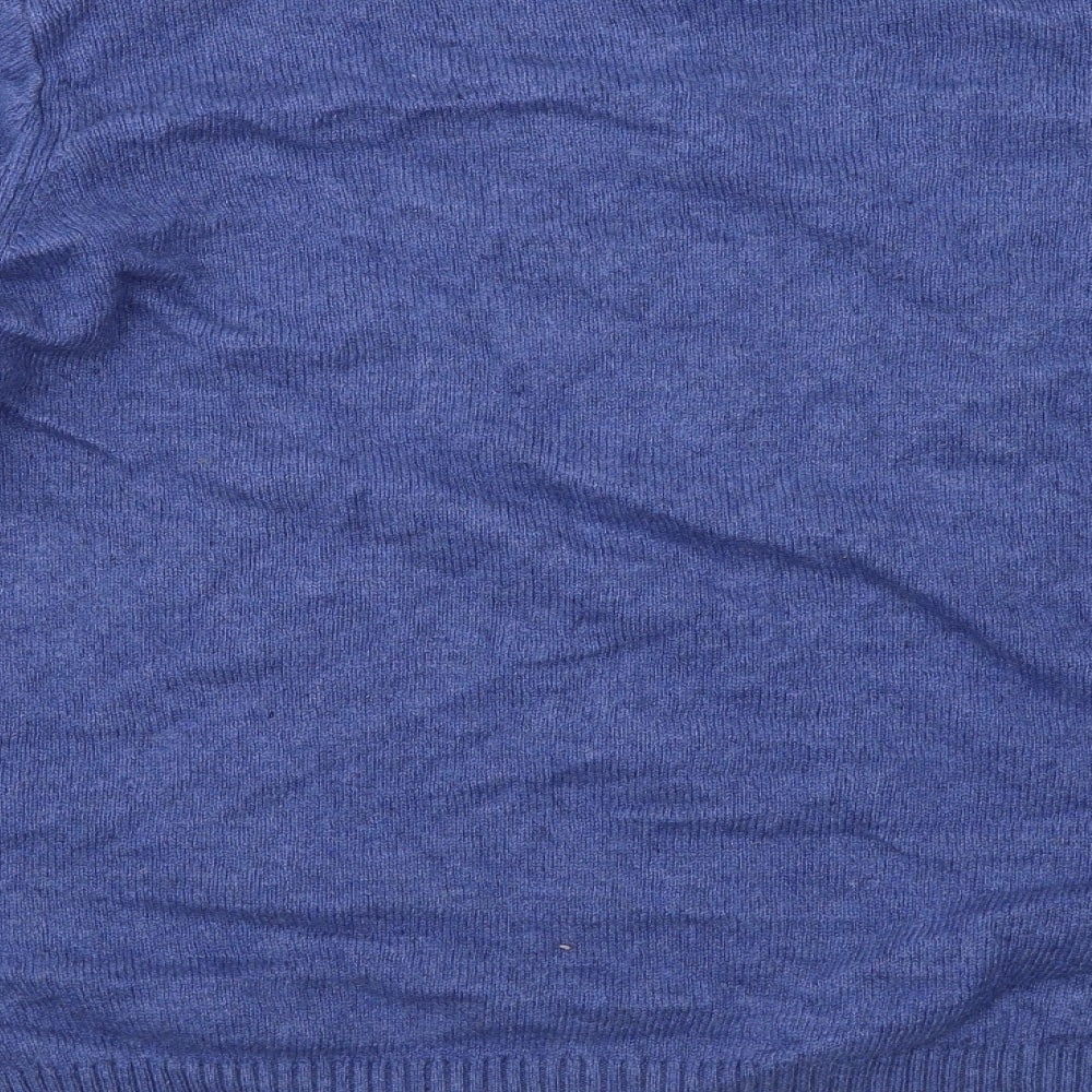 EWM Womens Blue Mock Neck Nylon Pullover Jumper Size 18
