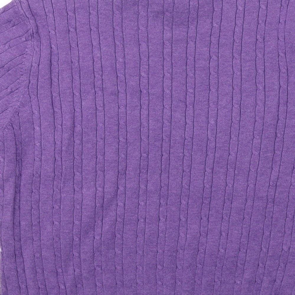 Country Casuals Womens Purple Mock Neck Cotton Pullover Jumper Size L