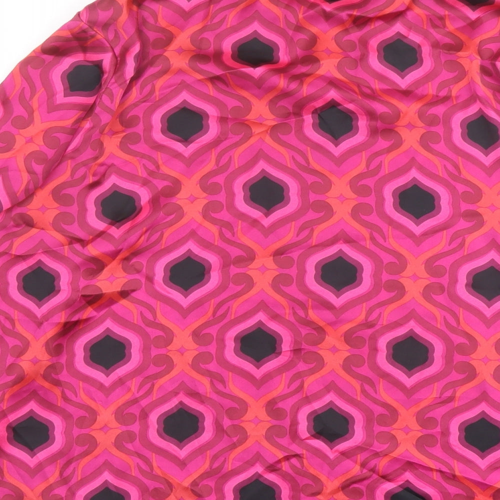 Gallery Womens Pink Geometric Polyester Basic Blouse Size 6 Round Neck