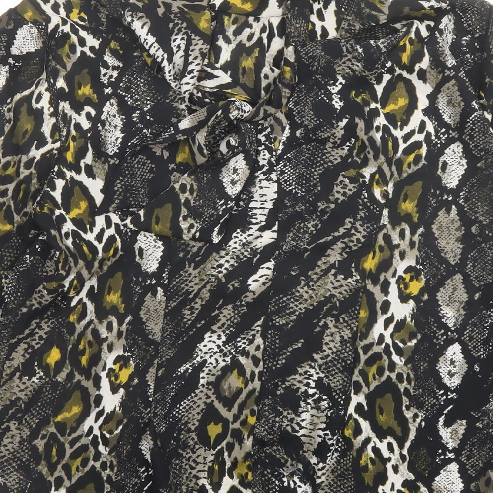 Dorothy Perkins Womens Black Animal Print Polyester Basic Blouse Size 12 High Neck - Leopard, Snake Skin Pattern