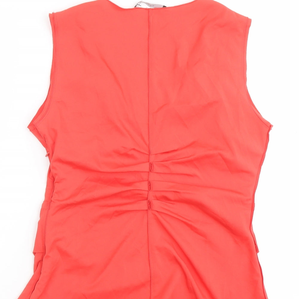 Tahari Womens Red Polyester Basic Tank Size M Round Neck
