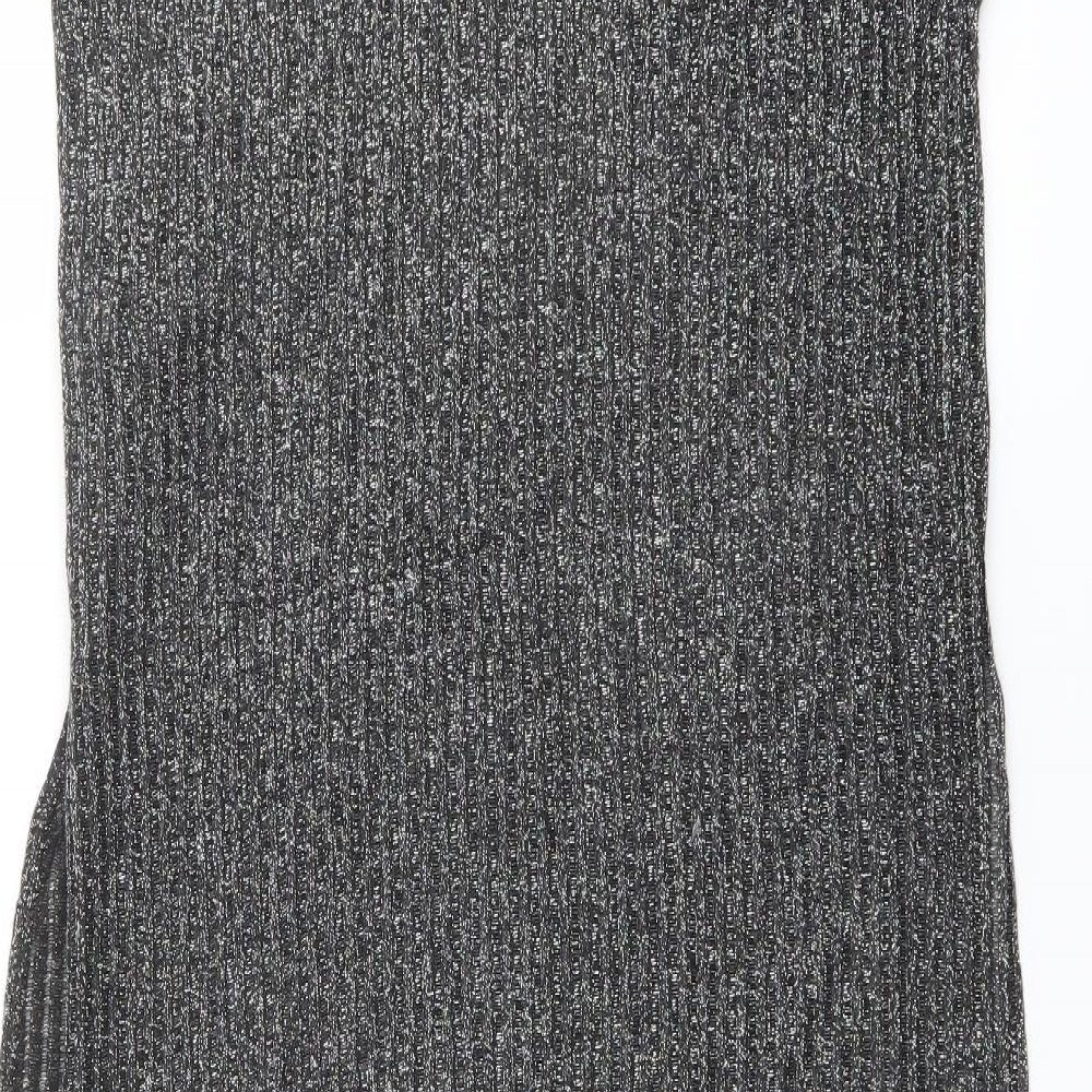 Limited Edition Womens Silver Polyester Jumper Dress Size 12 V-Neck Pullover