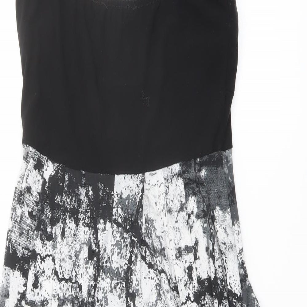 New Look Womens Black Geometric Polyester Mini Size 6 Sweetheart Pullover