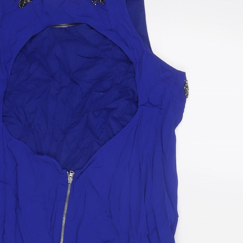 Topshop Womens Blue Viscose Basic Tank Size 14 Boat Neck - Embellished
