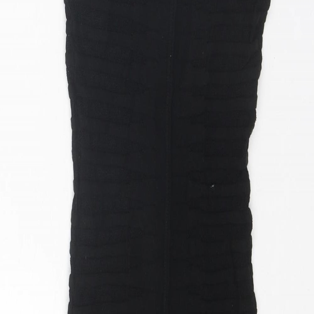 Bershka Womens Black Striped Viscose Bodycon Size XS Round Neck Pullover