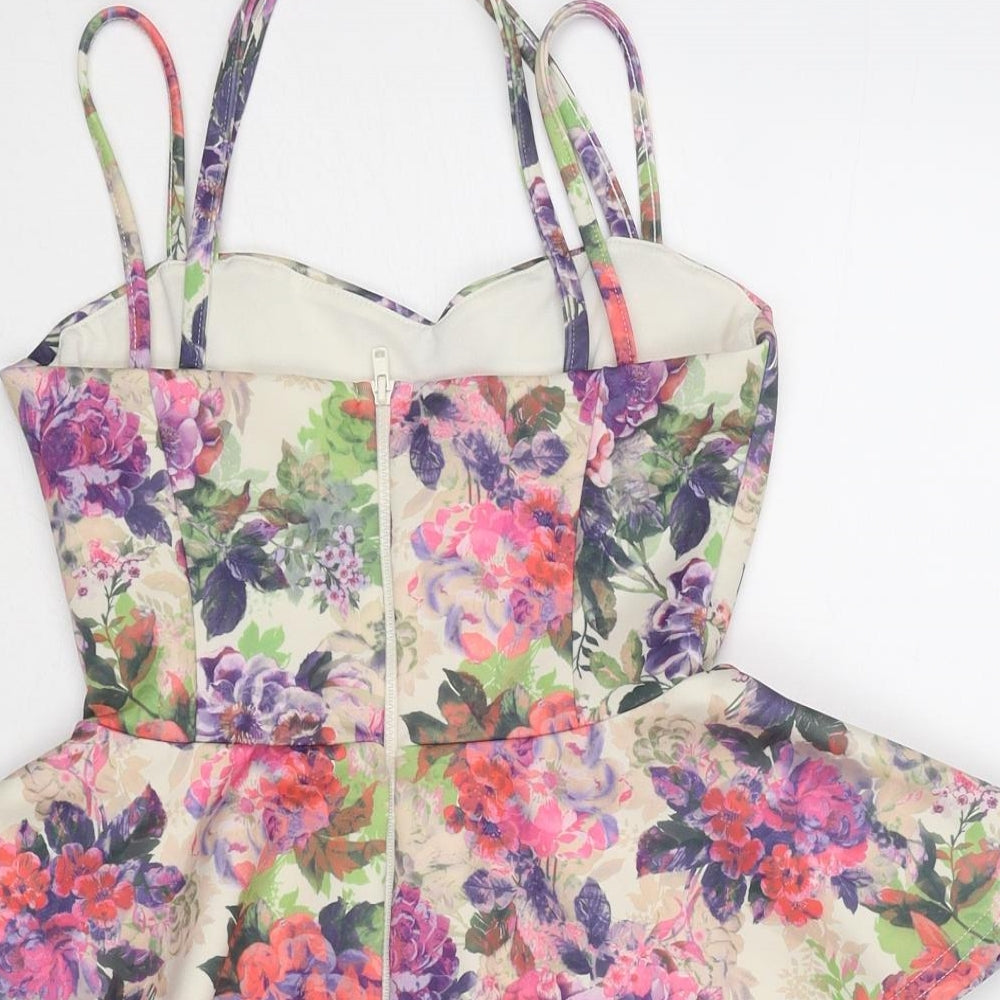 ASOS Womens Multicoloured Floral Polyester Camisole Tank Size 4 Sweetheart - Peplum