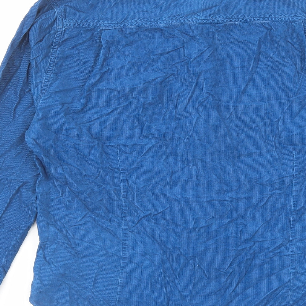 JACHS Mens Blue Cotton Button-Up Size M Collared Button