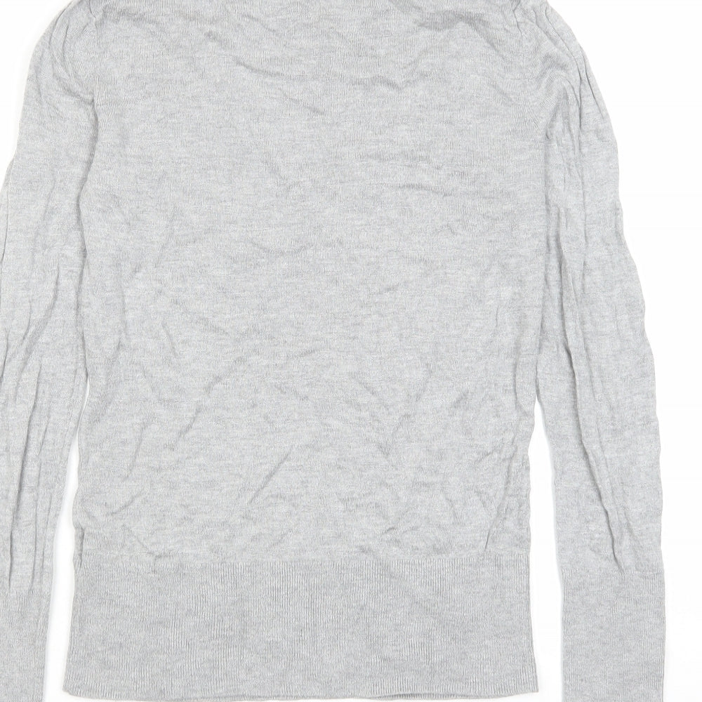 H&M Womens Grey Round Neck Viscose Pullover Jumper Size M