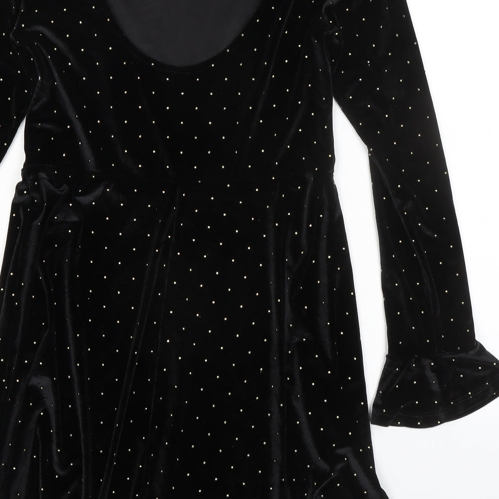 ASOS Womens Black Polka Dot Polyester A-Line Size 8 Round Neck Pullover