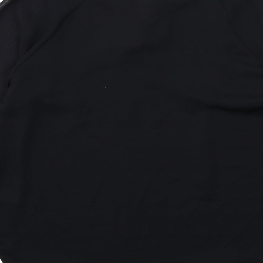 Marks & Spencer Womens Black Polyester Basic Blouse Size 10 V-Neck - Tie Sleeve Detail