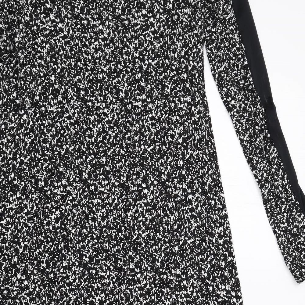 Marks & Spencer Womens Black Geometric Polyester A-Line Size 12 Round Neck Pullover