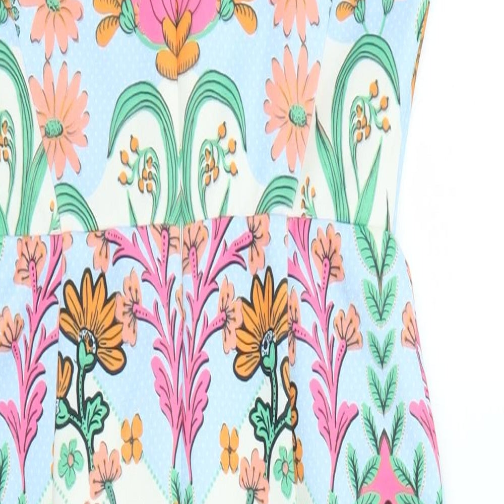 ASOS Womens Multicoloured Floral Polyester Shift Size 8 Collared Button