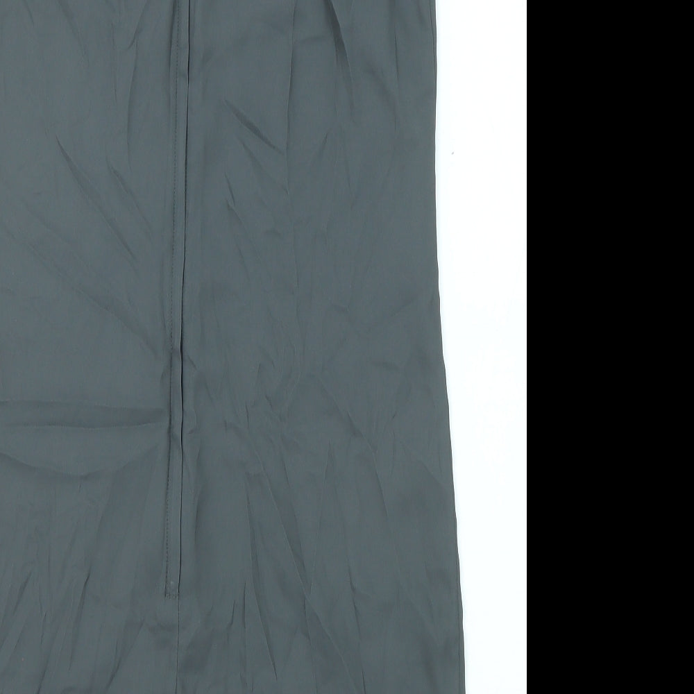 H&M Womens Grey Geometric Polyester Shift Size 6 Round Neck Zip