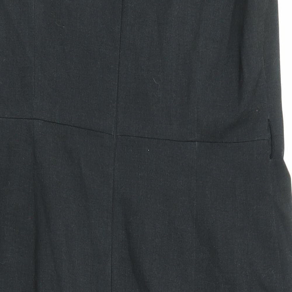 Marks & Spencer Womens Black Polyester Shift Size 8 Round Neck Zip