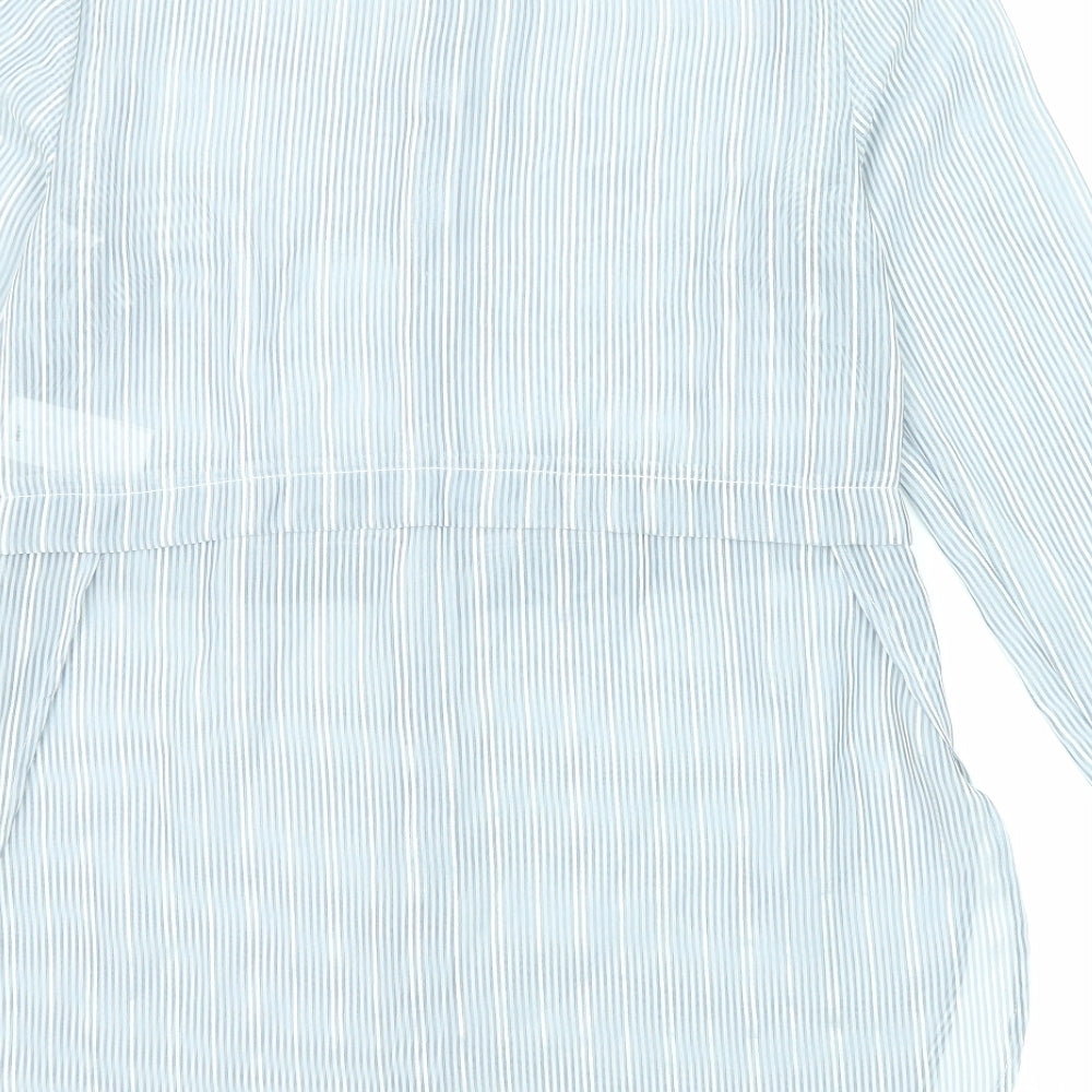 Warehouse Womens Grey Striped Polyester Tunic Button-Up Size 10 Collared