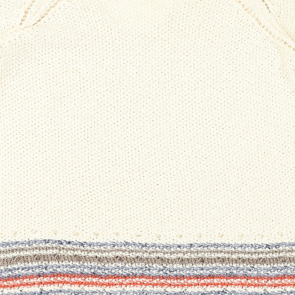 NEXT Womens Ivory V-Neck Cotton Pullover Jumper Size 10
