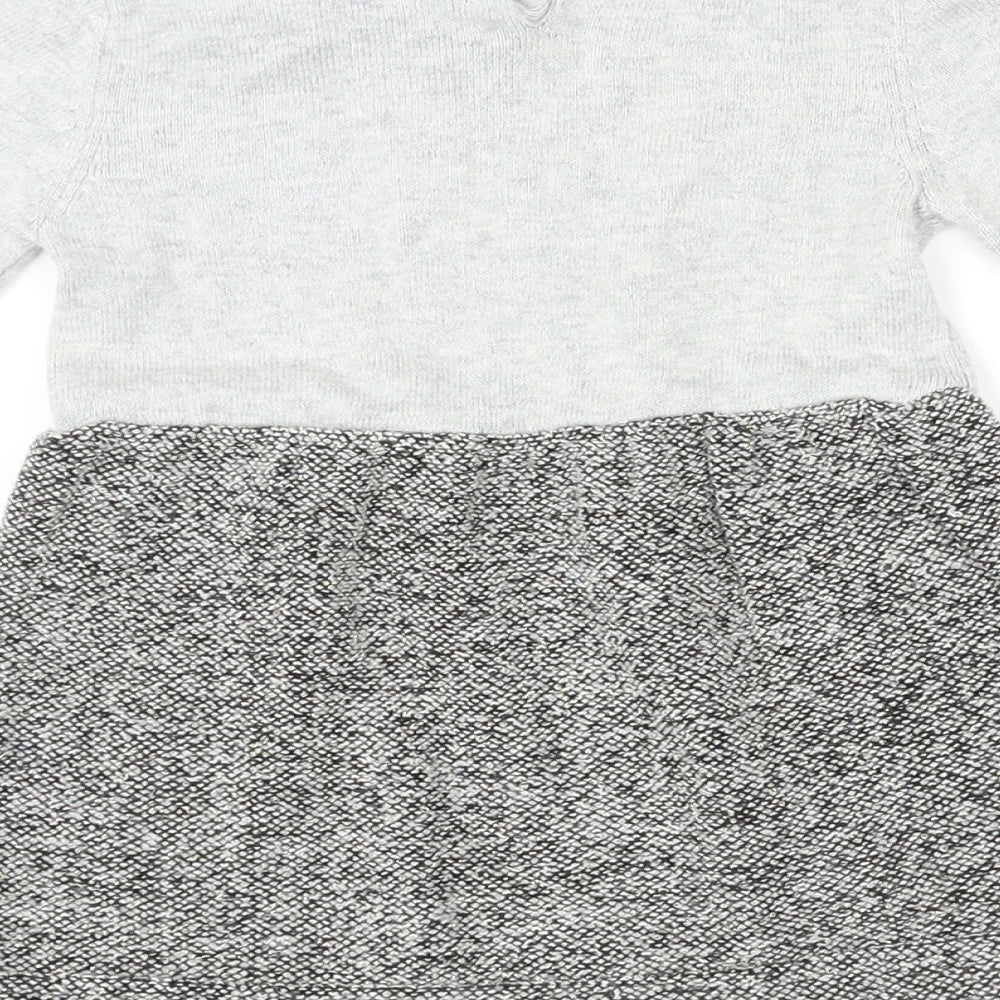 Cynthia Rowley Girls Grey Polyester Jumper Dress Size 6-9 Months Round Neck Button