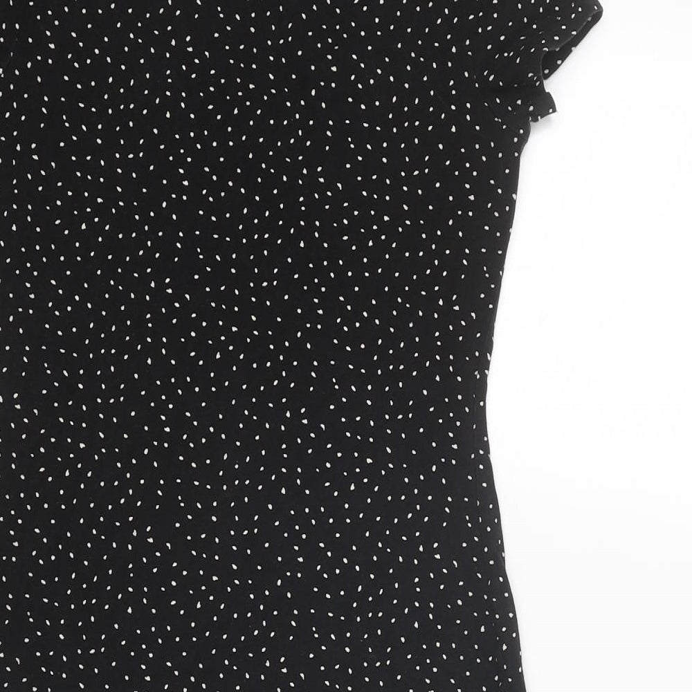 H&M Womens Black Geometric Cotton Shift Size S Scoop Neck Pullover