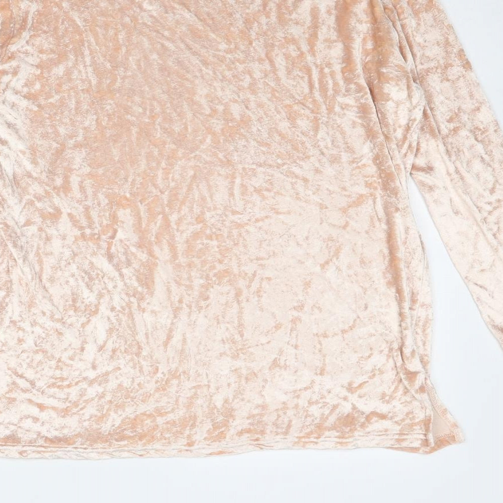 Platinum Womens Pink Viscose Basic Blouse Size M Round Neck