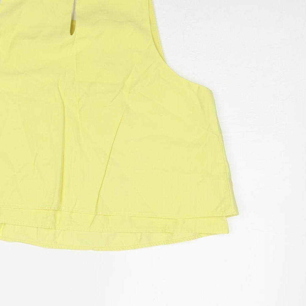 Mango Womens Yellow Viscose Basic Tank Size S Round Neck