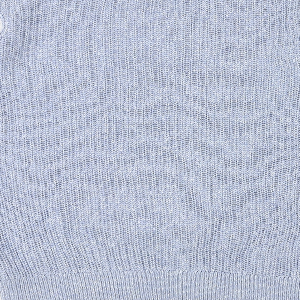 Marks & Spencer Womens Blue Round Neck 100% Cotton Pullover Jumper Size XS