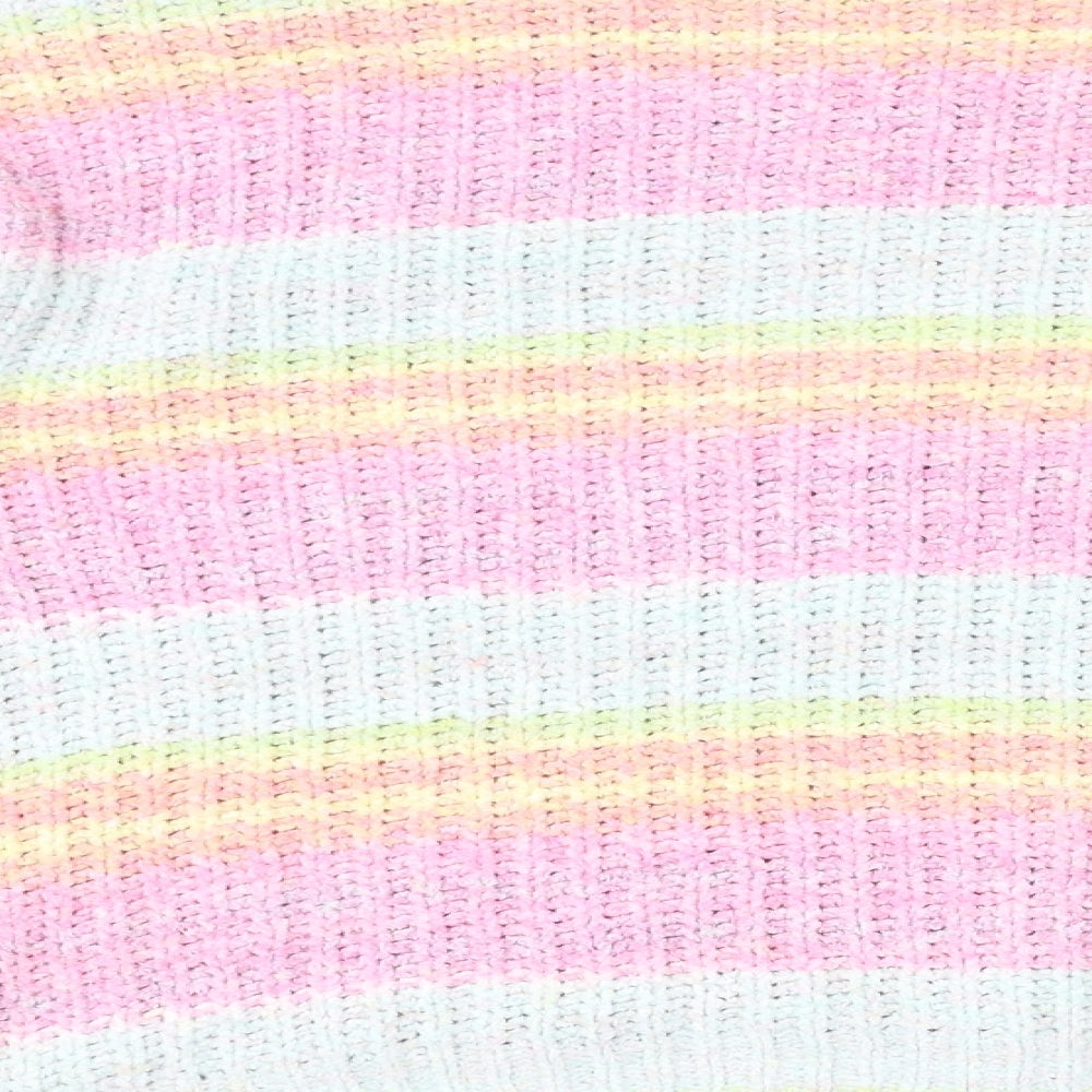 Marks & Spencer Girls Multicoloured Round Neck Striped Polyester Pullover Jumper Size 13-14 Years Pullover
