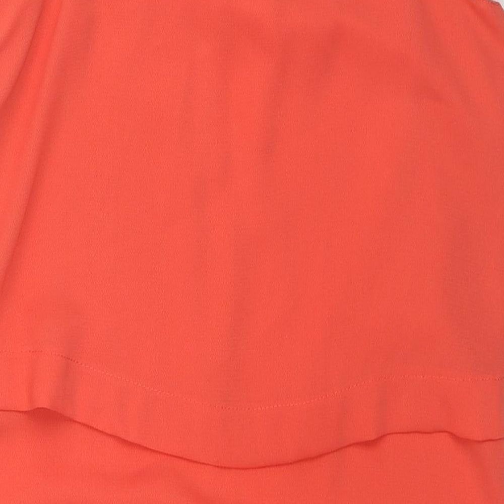 Influence Womens Red Polyester Mini Size 8 Round Neck Button - Layered