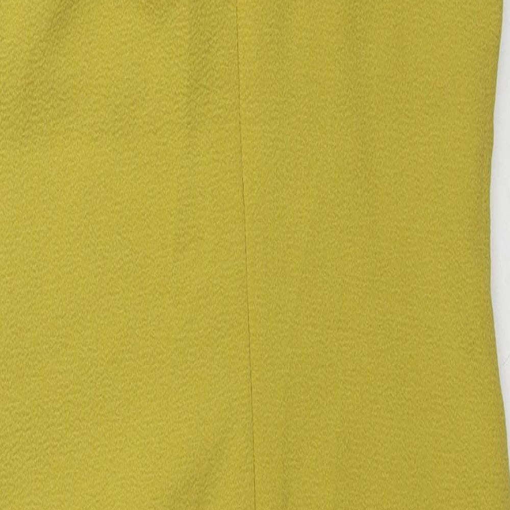 H&M Womens Yellow Polyester Shift Size 10 Round Neck Zip