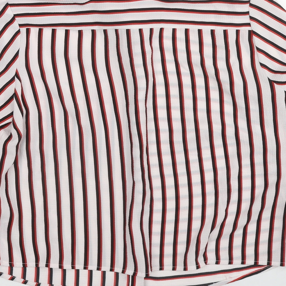 New Look Womens Multicoloured Striped Polyester Basic Blouse Size 8 Collared