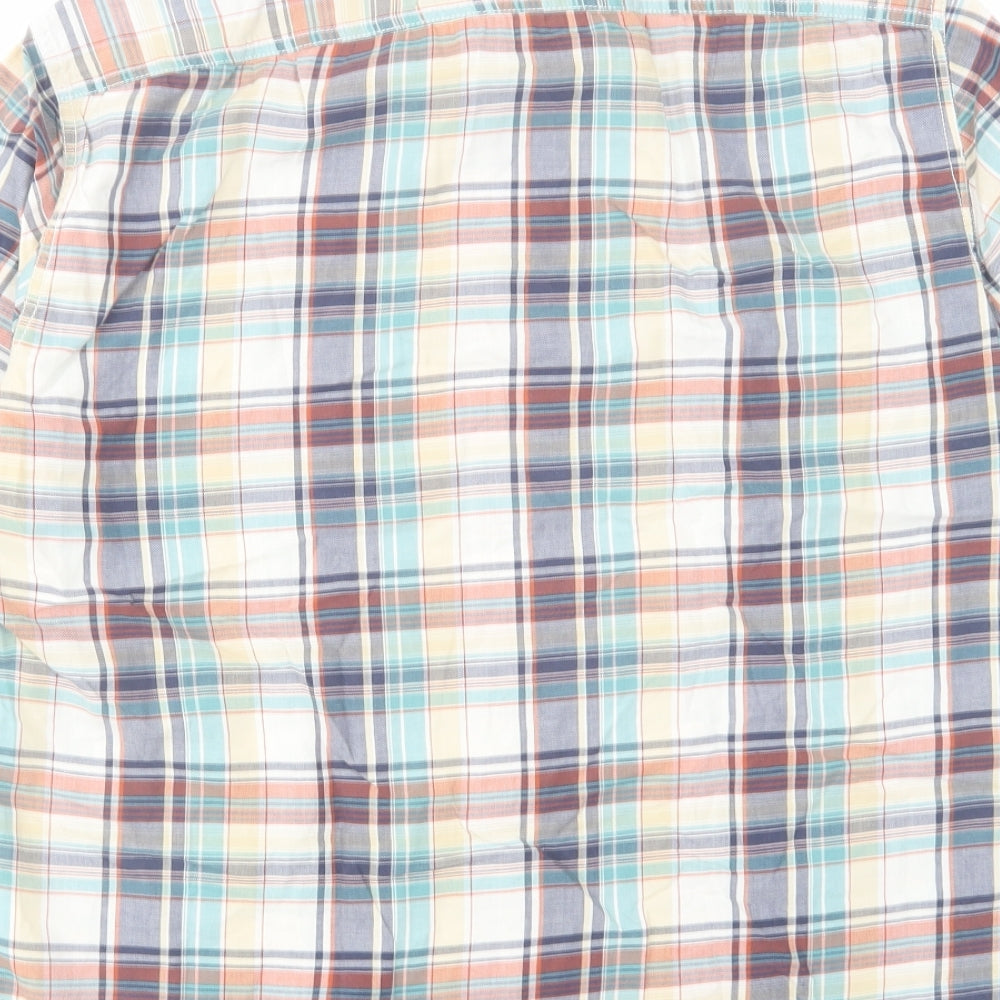 Marks & Spencer Mens Multicoloured Plaid Cotton Button-Up Size M Collared Button