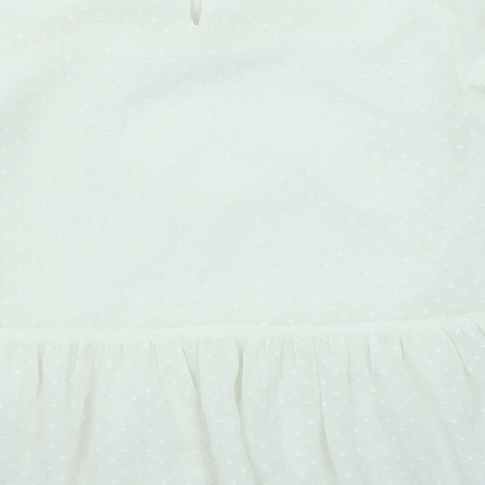 Zara Womens Ivory Floral Viscose Basic Blouse Size S Round Neck - Peplum