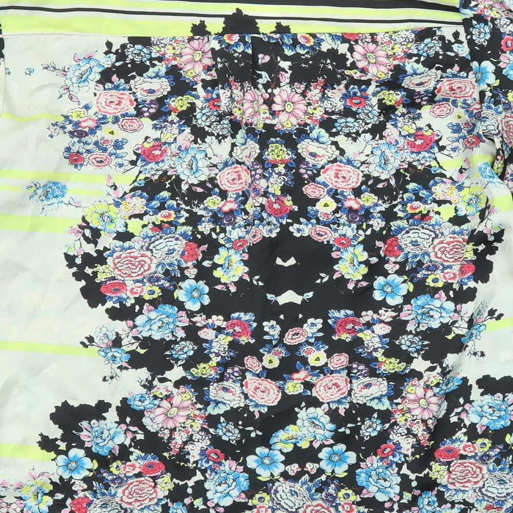 River Island Womens Multicoloured Floral Polyester Basic Button-Up Size 8 V-Neck
