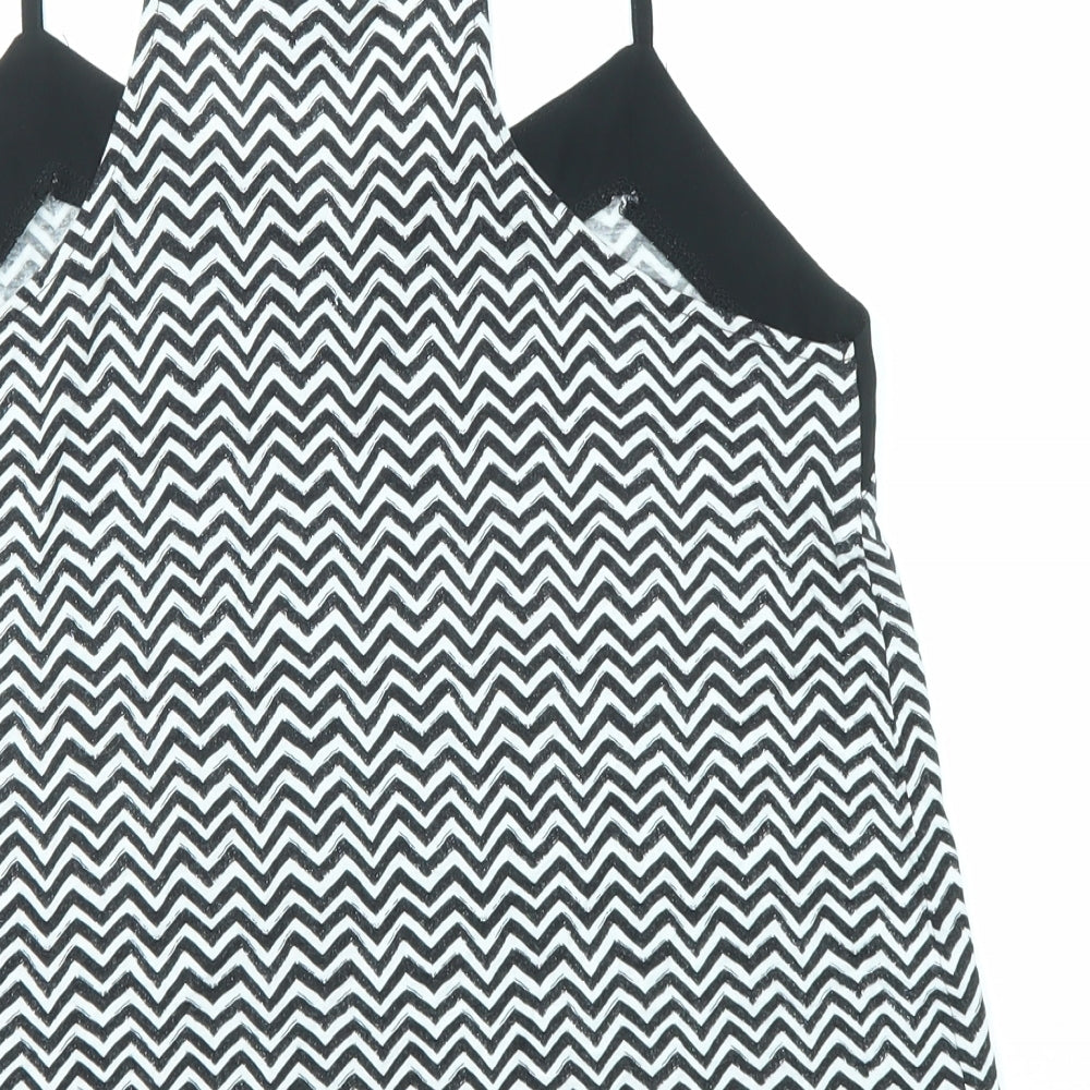 H&M Womens Black Geometric Polyester Camisole Tank Size S V-Neck